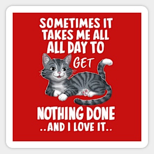 Lazy Day Cat Tee: Procrastination Pride Sticker